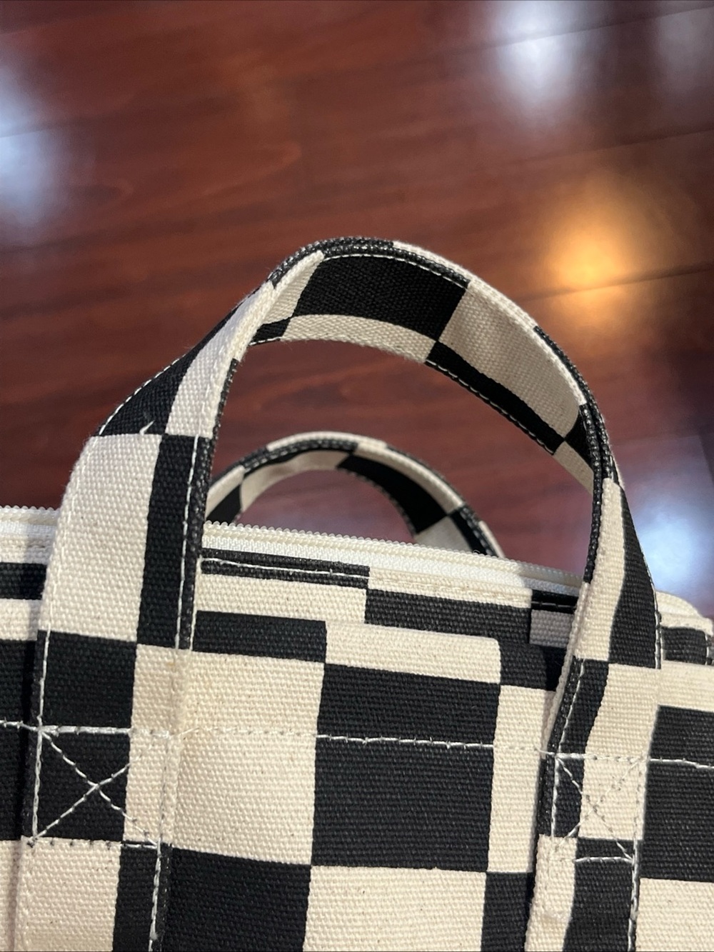 Vans Lil Pergs Tote Bag Small Crossbody Canvas Antique White Checkerboard 8x7x3 - Picture 13 of 16